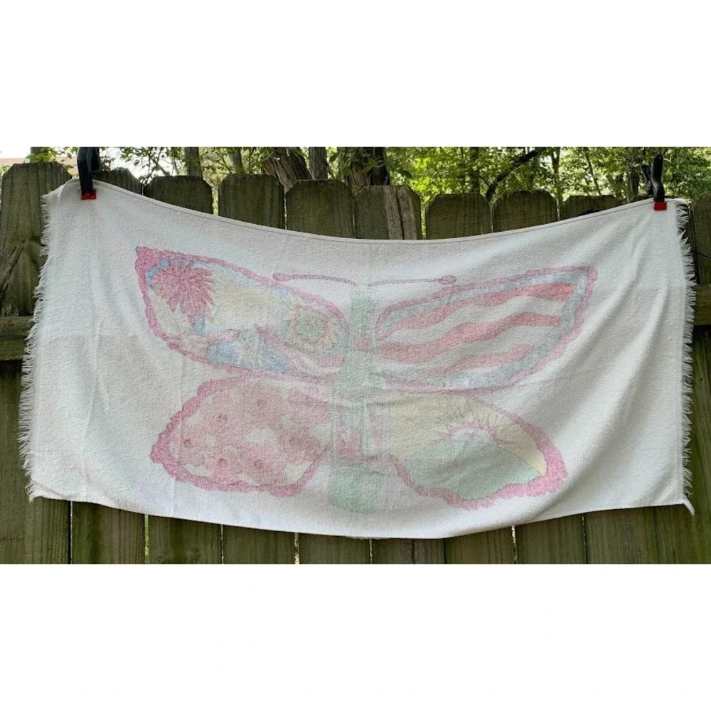 Vtg 7up The Uncola Pat Dypold's Design Butterfly‎ Psychedelic Beach Towel Rare